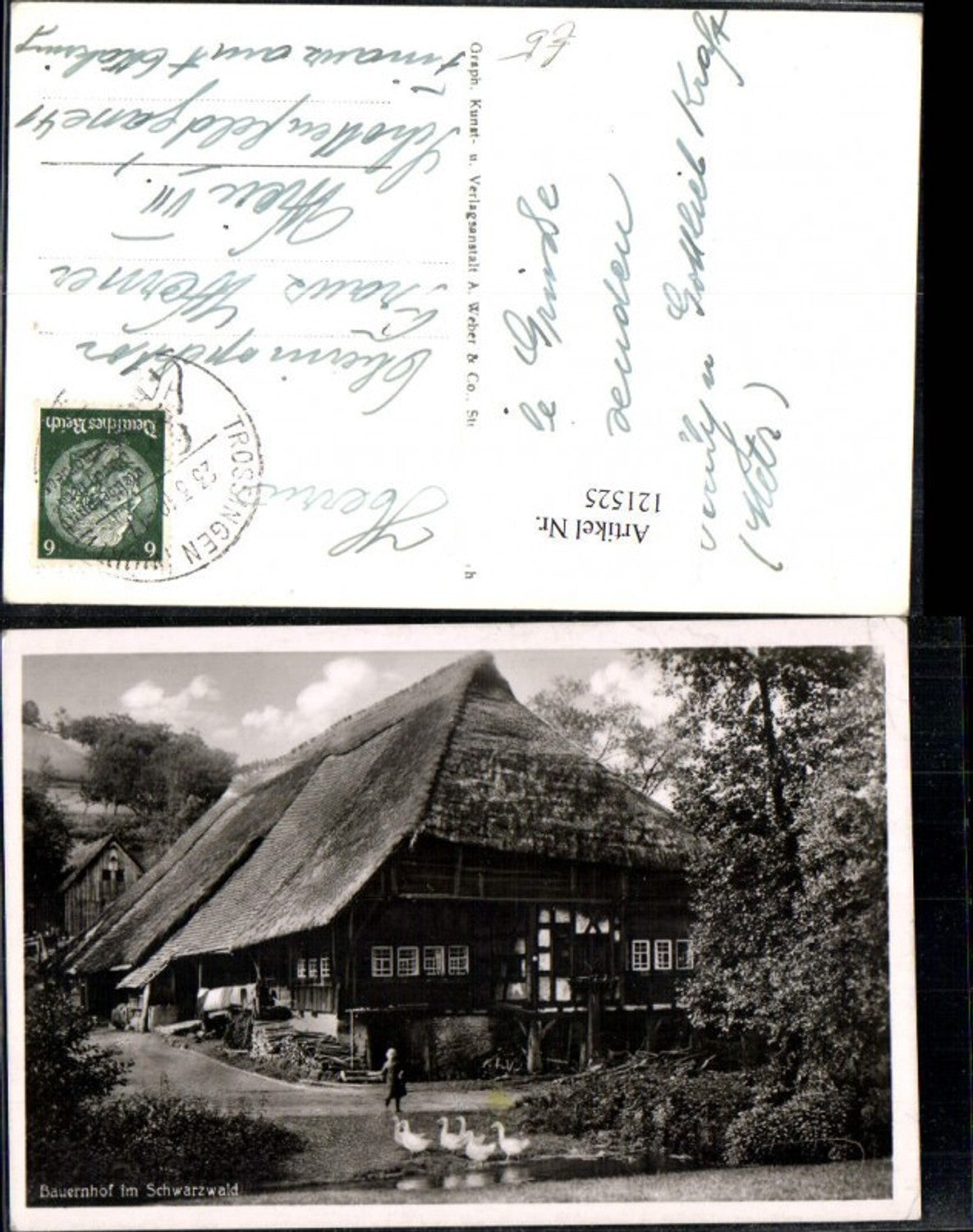121525,Bauernhof i. Schwarzwald Trossingen Ansicht 1940