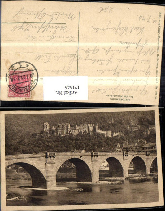 121646, Heidelberg Old Neckar Bridge 1921