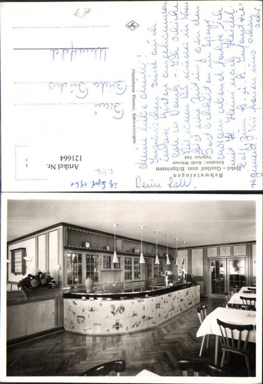 121664, Schwetzingen Hotel Gasthof zum Erbprinzen, owner Rudi Wörner, 1961, interior view