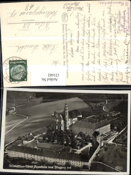 121682, Meresheim Benedictine Abbey aerial photograph 1937