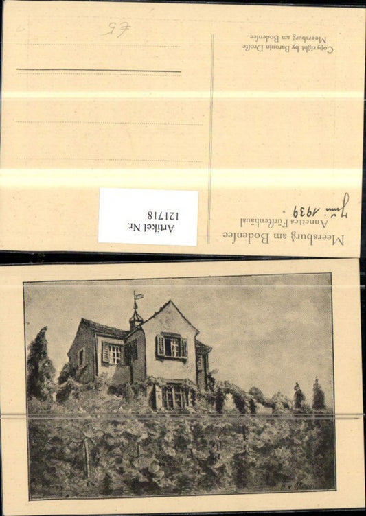 121718, Meersburg on Lake Constance, Annette's Fürstenhäusl, 1939, pencil drawing, etching