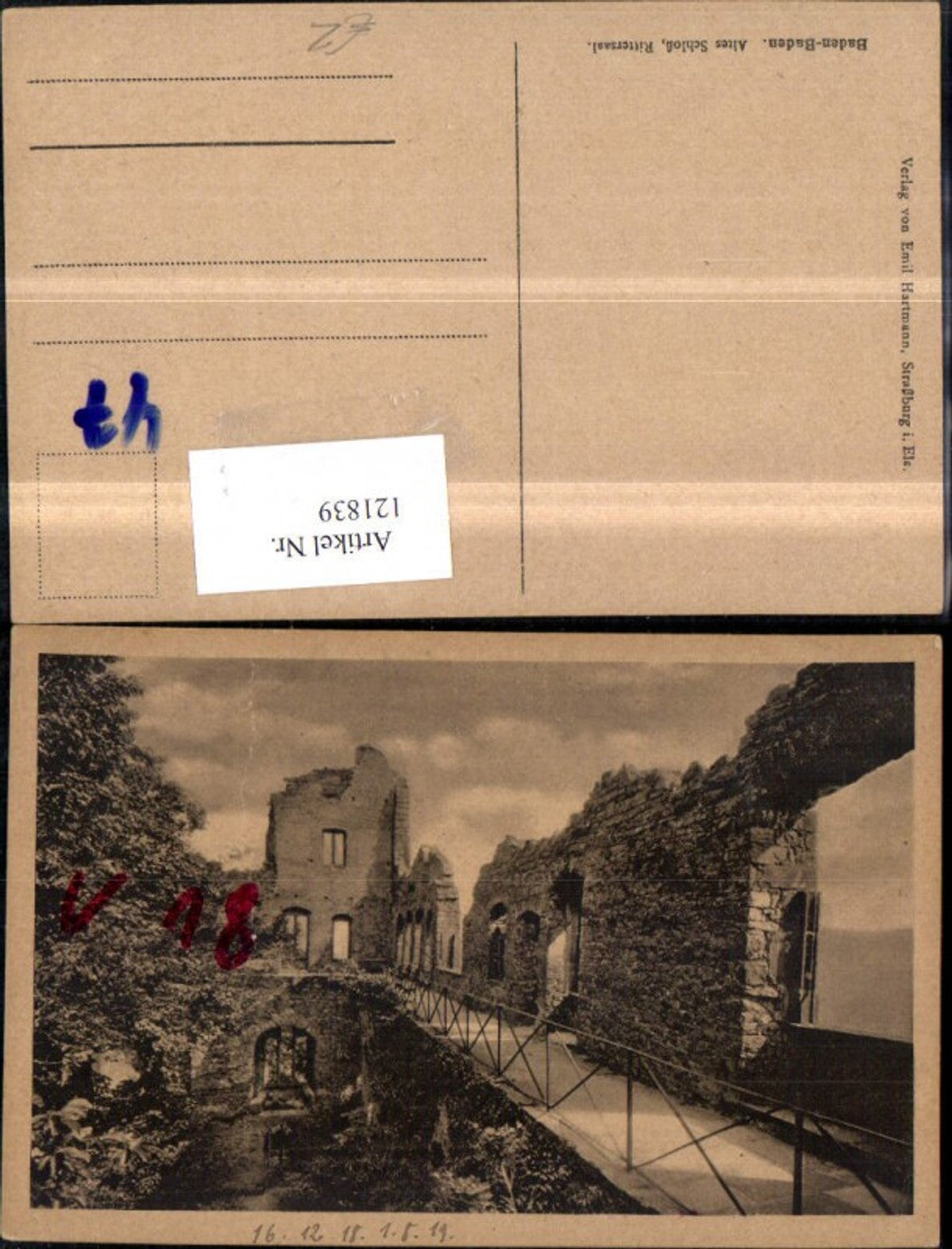 121839,Baden-Baden Altes Schloss Rittersaal