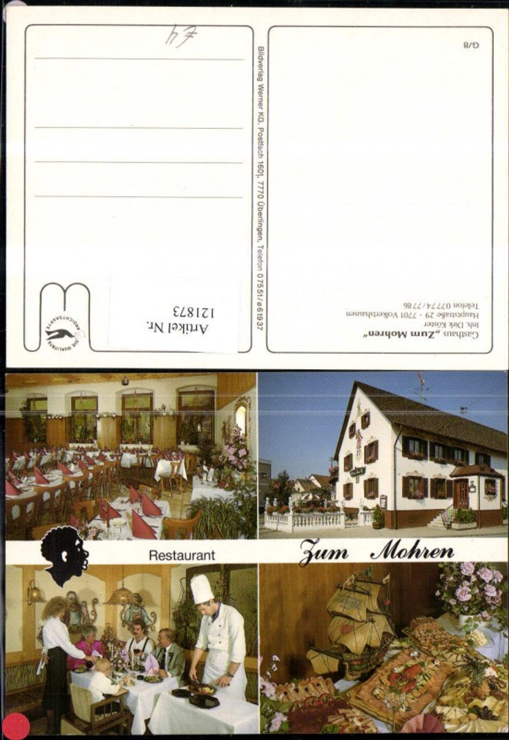 121873, Volkertshausen Restaurant Zum Mohren Owner: Dirk Köster Multi-image Ak