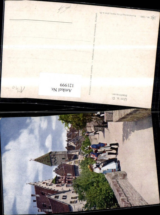 121999, Ulm on the Danube, city wall view with actor in uniform