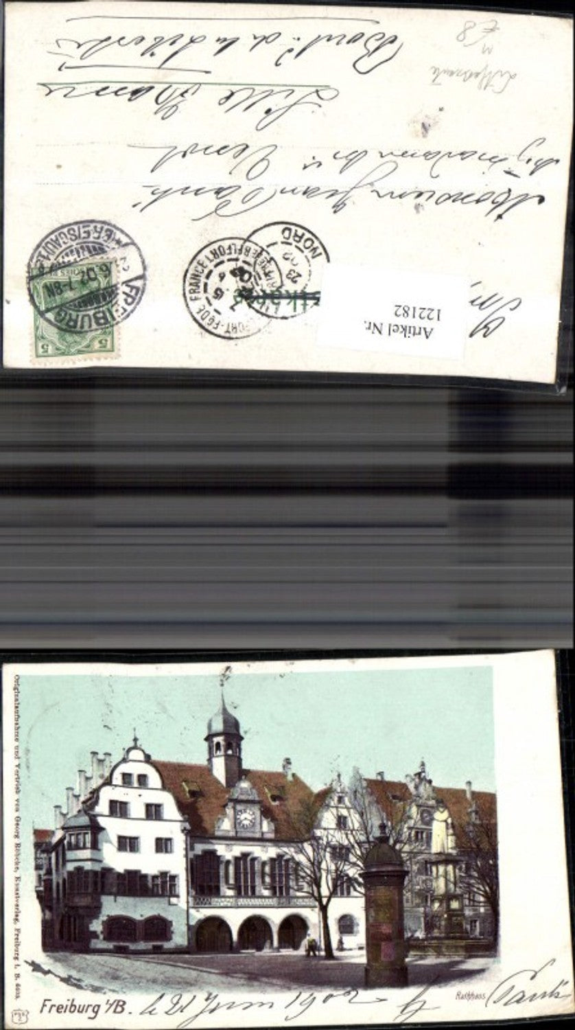 122182,Freiburg i. Breisgau Rathaus 1902 Ansicht Litfaßsäule