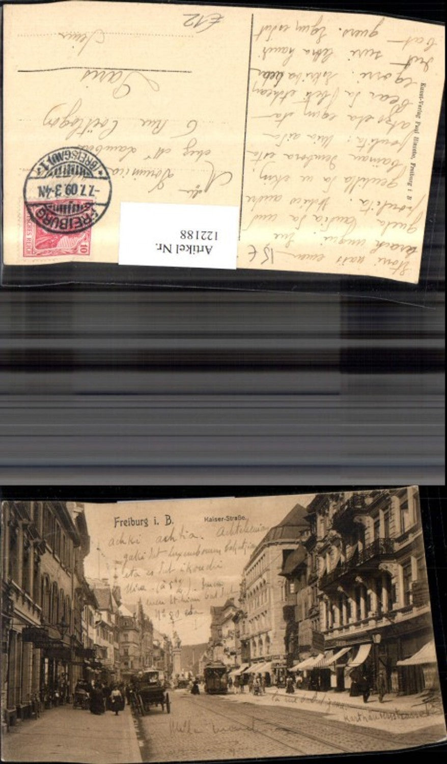122188,Freiburg i. Breisgau Kaiser-Strasse Strassenansicht 1909