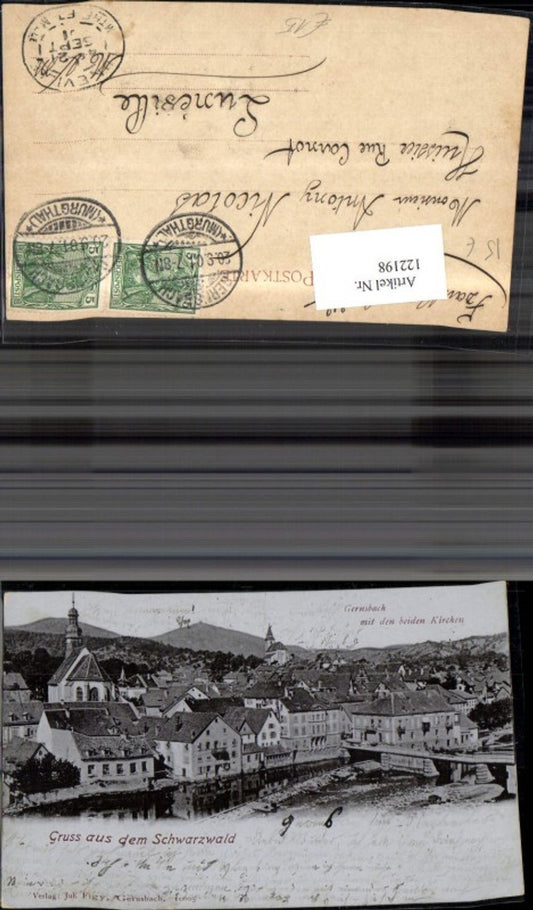 122198, Greetings from the Black Forest, Gernsbach with its two churches, 1901