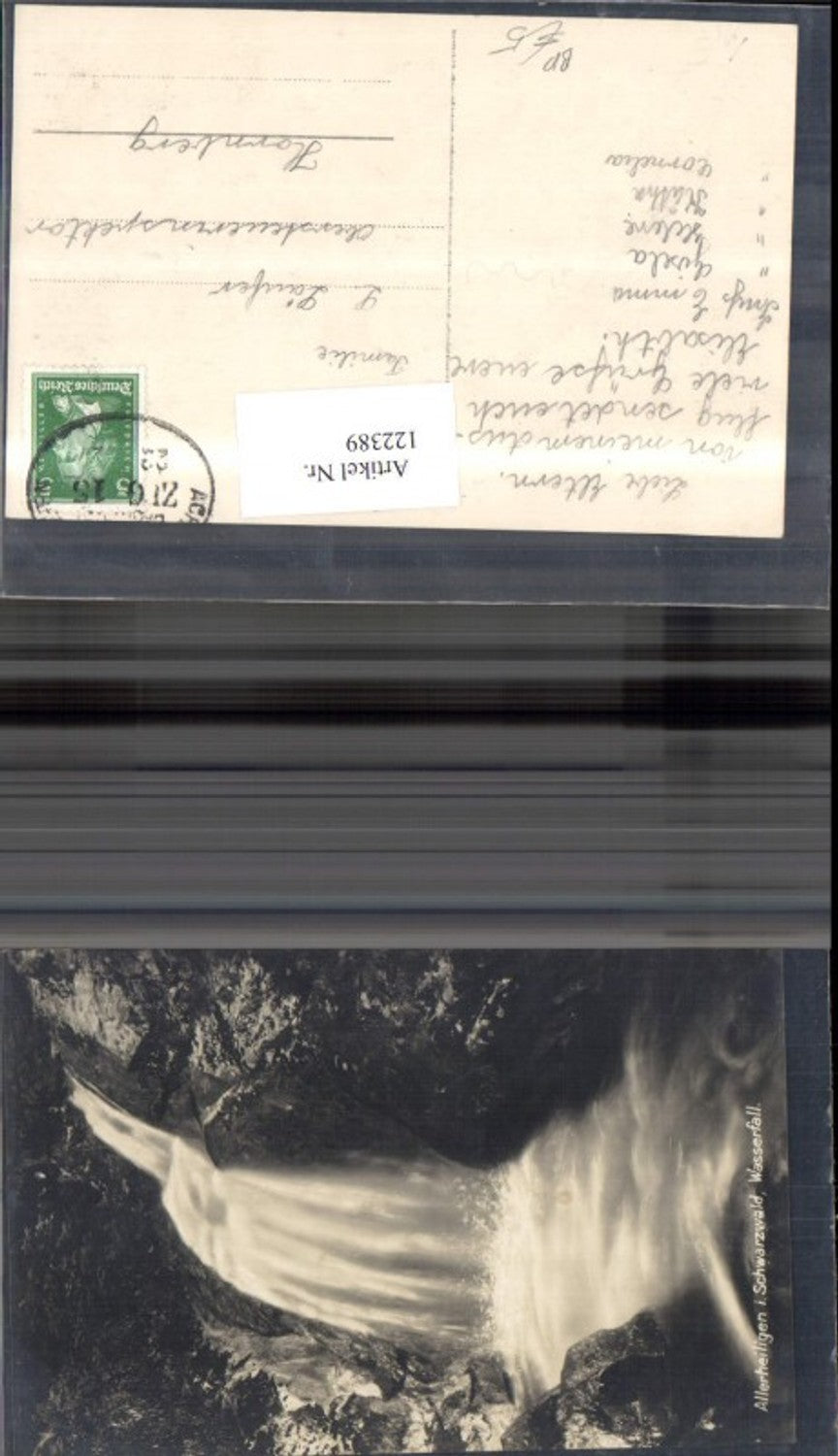 122389,Allerheiligen i. Schwarzwald Wasserfall 1915 Bahnpost Zug 15