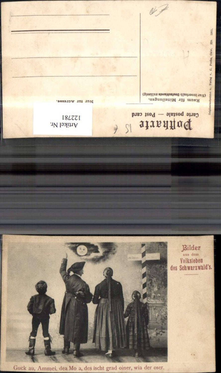 122781,Bilder aus d. Volksleben d. Scharzwaldes Ansicht Familie beim Mondschauen