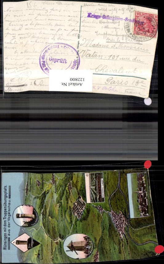 122800,Münsingen m. d. Truppenübungsplatz a. d. Vogelschau LageAk 1914