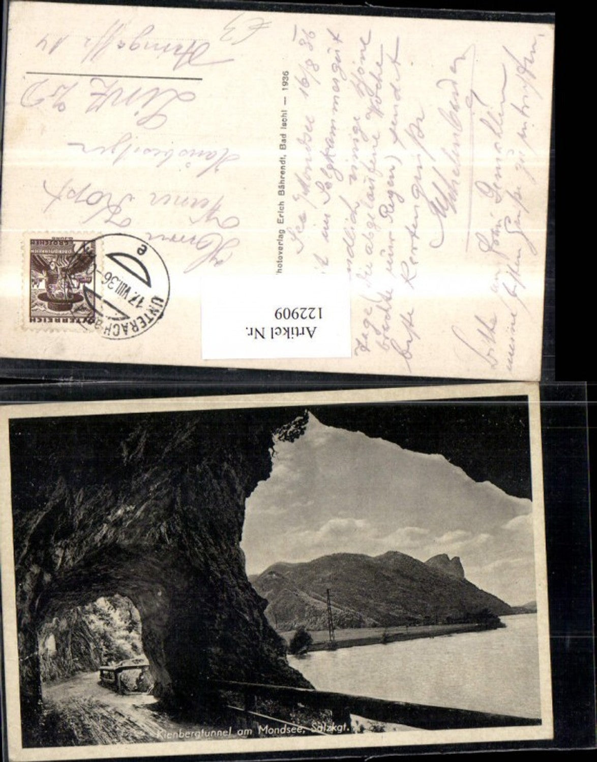 122909,Kienbergtunnel  a. Mondsee Salzkammergut Wegansicht 1936