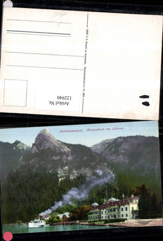 122940,Salzkammergut Weissenbach a. Attersee Ansicht Schiff Dampfer pub Brandt 224