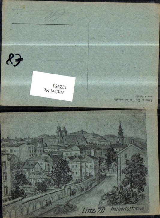 122983,Linz Freiheitsstrasse Bleistiftzeichnung