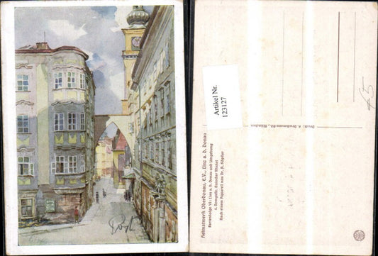 123127,Linz KünstlerAk Strassenansicht