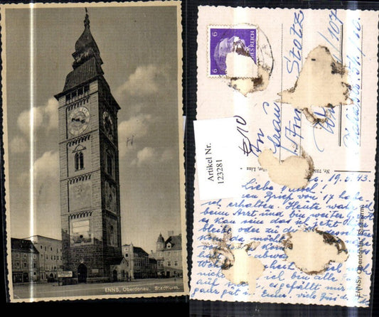 123281,Enns Stadtturm Ansicht 1943