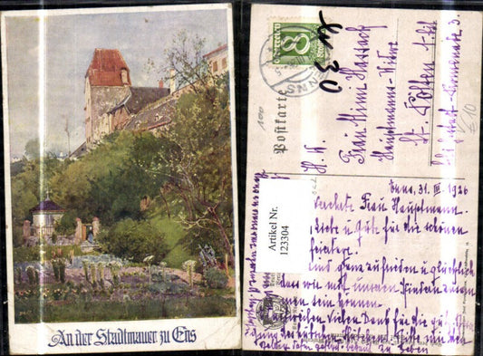 123304,Enns Stadtmauer KünstlerAk 1926 pub Dt. Schulverein 822