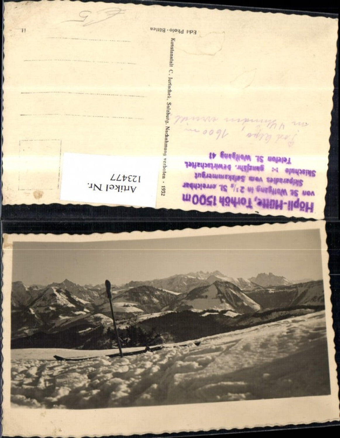 123477,St. Wolfgang Höpli-Hütte Ansicht Ski u. Skistock Winter