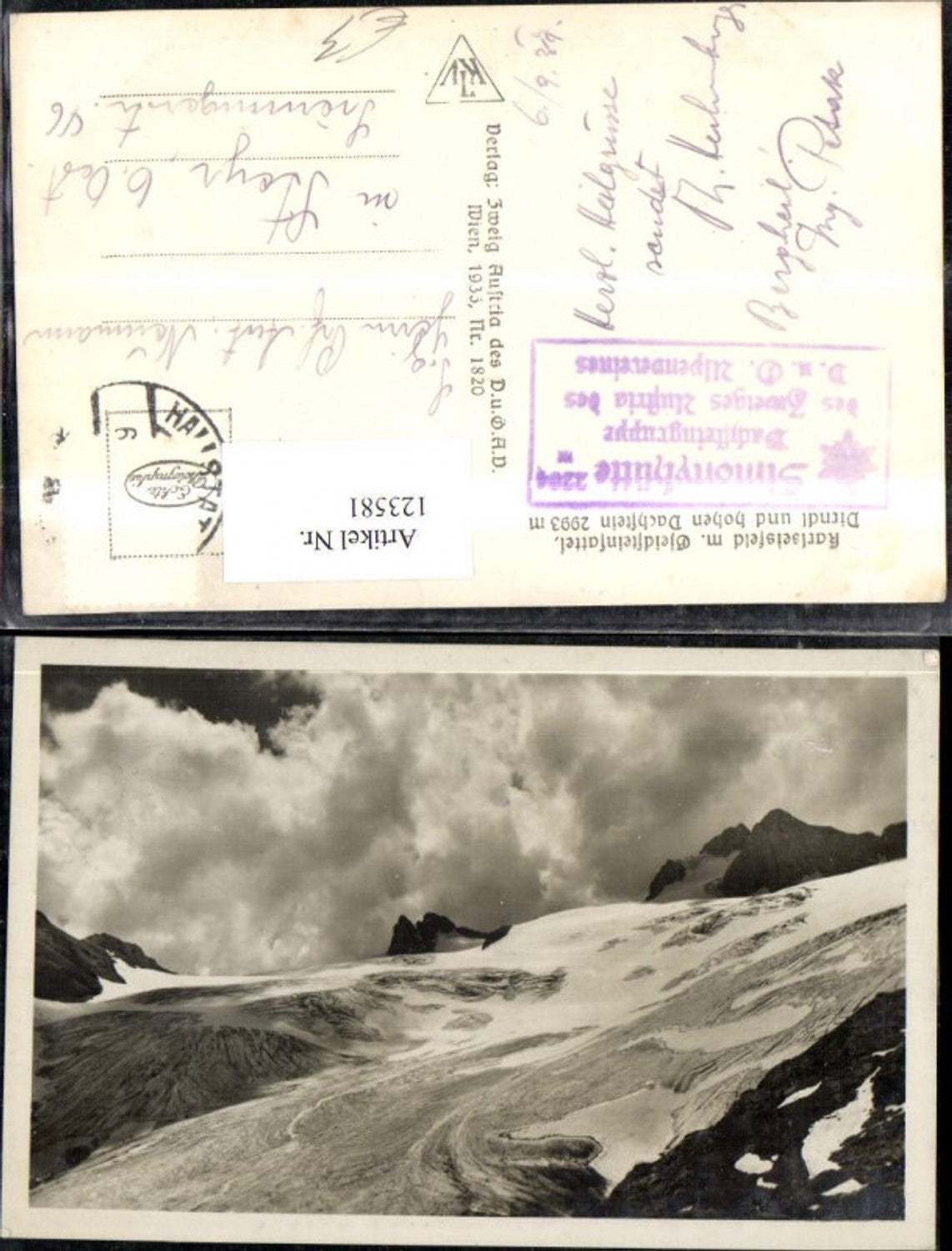 123581,Karlseisfeld Gjaidsteinsattel Dirndl Hohen Dachstein Hallstatt Bergansicht 1937