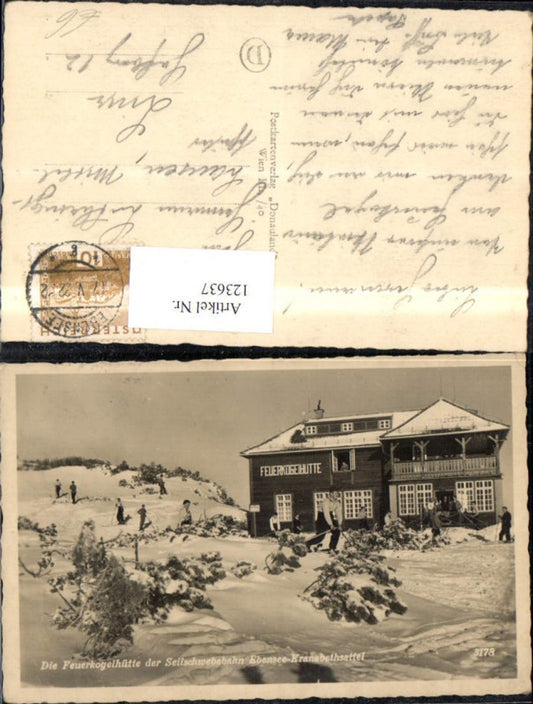 123637,Feuerkogelhütte d. Seilschwebebahn Ebensee Kranabethsattel Winteransicht 1932