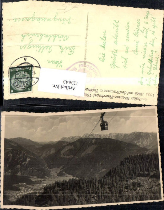 123643, Feuerkogel Ebensee Seilschwebebahn Ansicht Gondel m. Blick auf Traunsee u. Totengebirge 1941