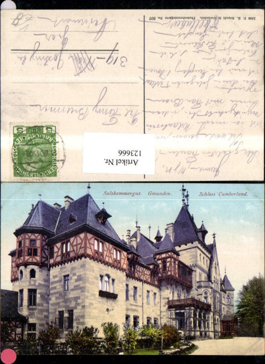 123666,Salzkammergut Gmunden Schloss Cumberland 1913 pub Brandt 607