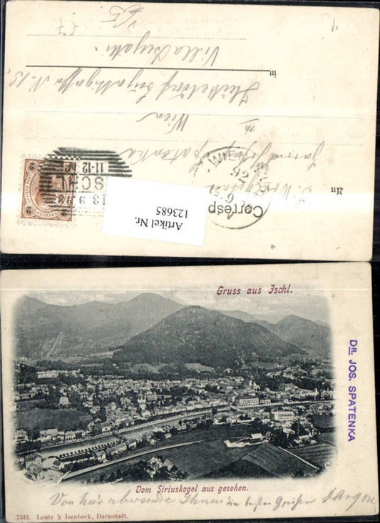 123685,Gruss aus Ischl v. Siriuskogel aus gesehen 1898 pub Lautz u. Isenbeck