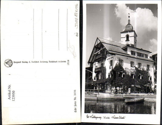 123950,St. Wolfgang Hotel Weisses Rössl Seeansicht m. Boot u. Personen
