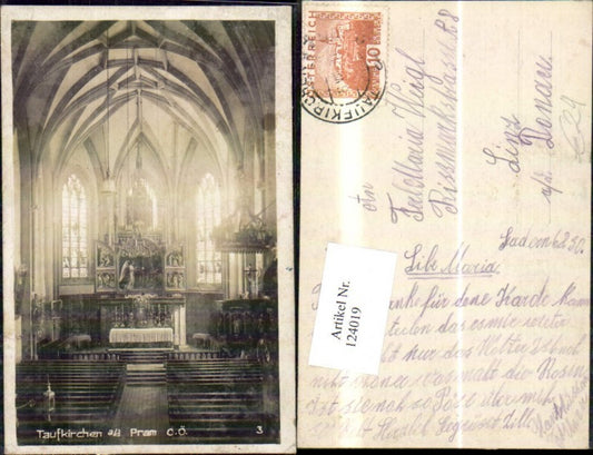 124019,Taufkirchen a. d. Pram Kirche Innenansicht 1930