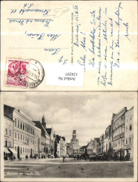 124297,Braunau a. Inn Strassenansicht Platz 1950