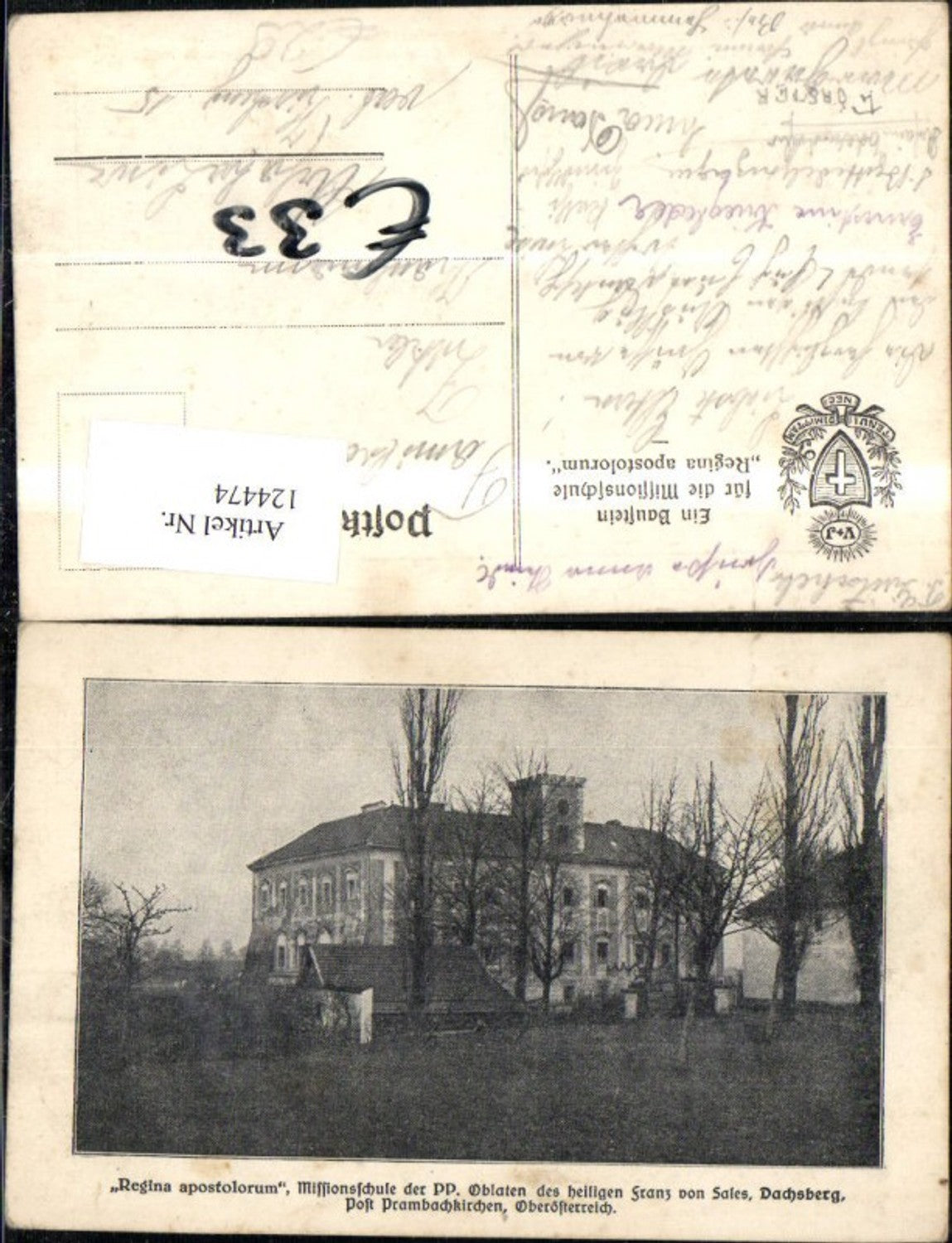 124474,Dachsberg Missionsschule Post Prambachkirchen Front