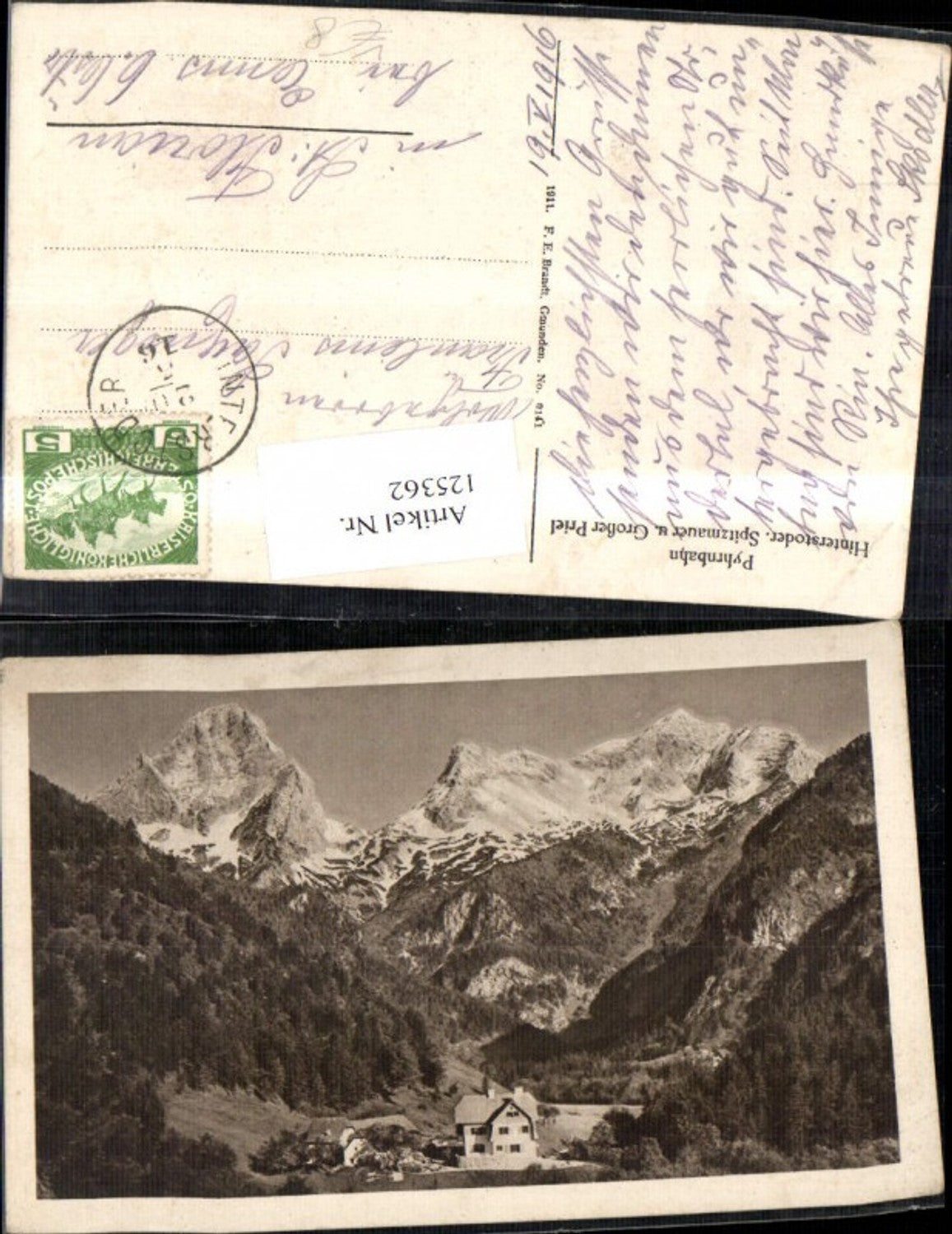 125362,Pyhrnbahn Hinterstoder Spitzmauer u. Gr. Priel 1916 pub Brandt 9141