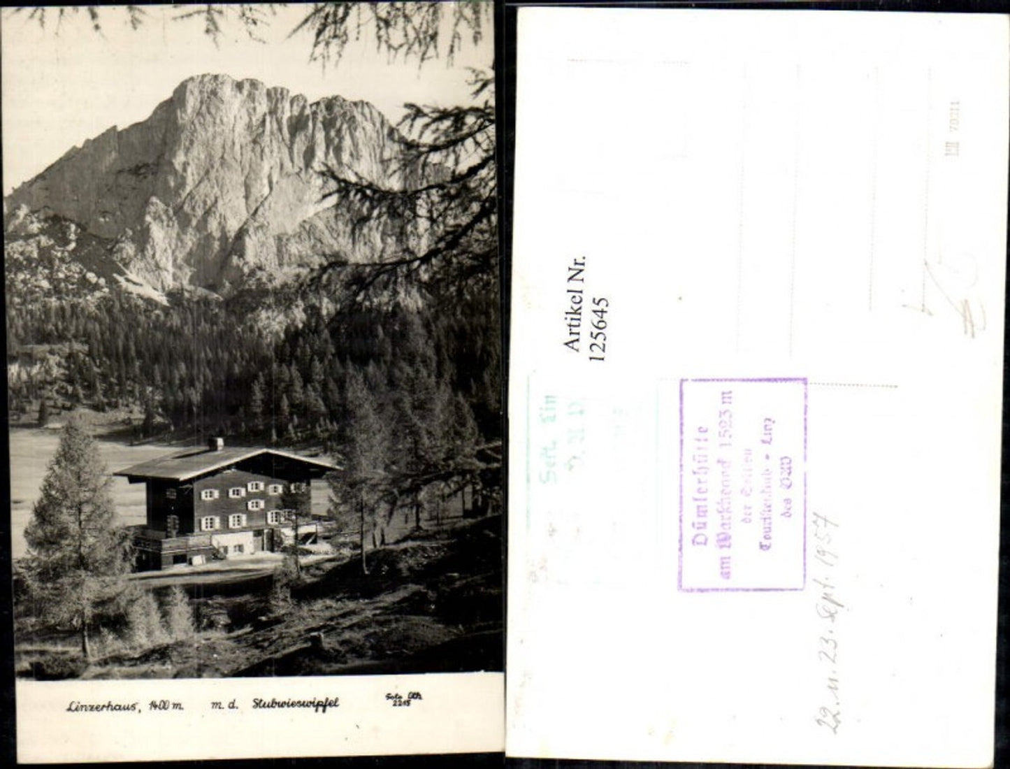 125645,Linzerhaus m. d. Stubwieswipfel Wurzeralm Spital a. Pyhrn 1957 pub Foto Oth 2215