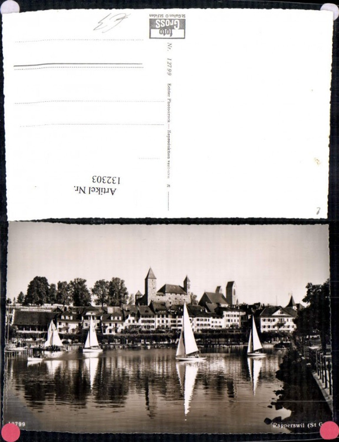 132303,Rapperswil Ansicht m. Segelbooten Burg Kt. St Gallen