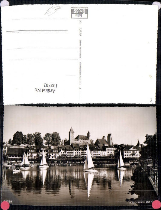 132303,Rapperswil Ansicht m. Segelbooten Burg Kt. St Gallen