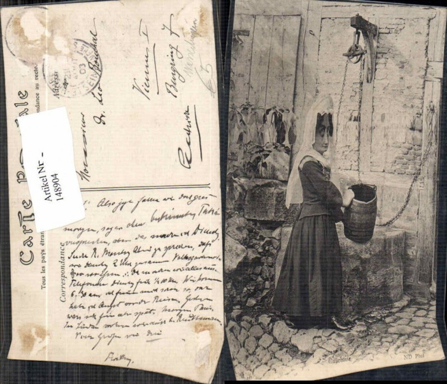 148904,Frau am Brunnen Wasserträgerin Wasser holen
