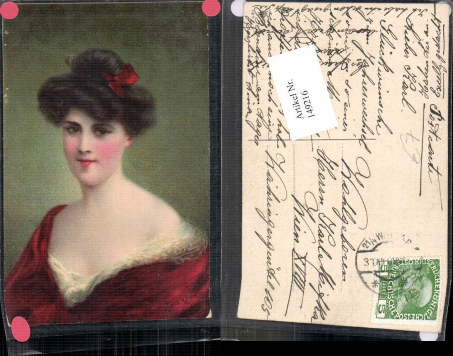 149216,Schöne Frau Künstlerkarte