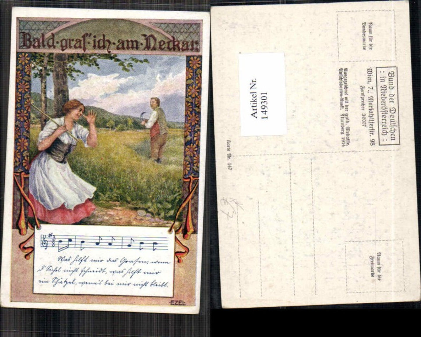 149301,Bund d. deutschen in Niederösterreich 147 Ezel signiert
