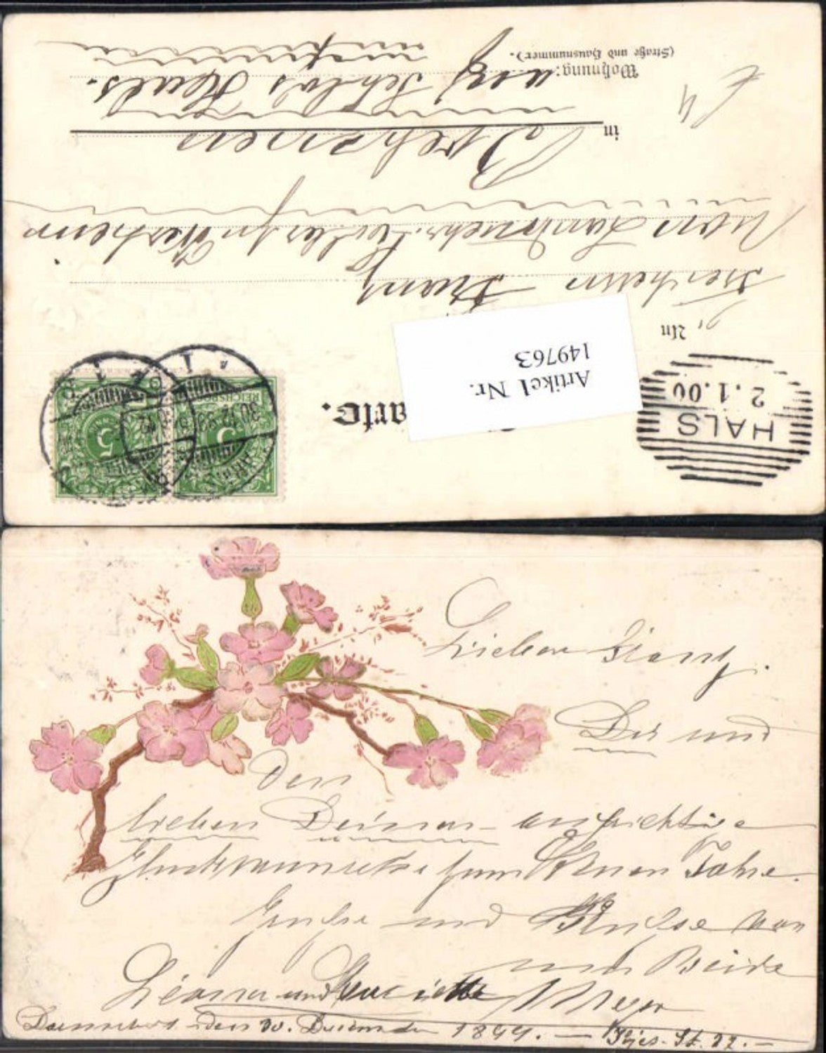 149763, embossed lithograph flowers after neck