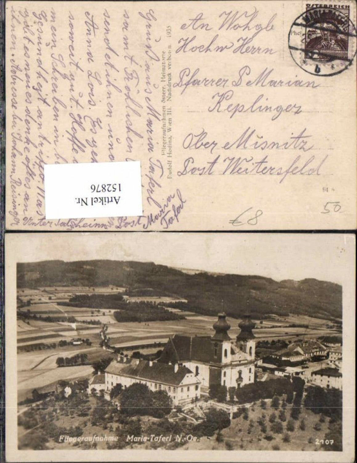 152876,Fliegeraufnahme Maria Taferl Marbach 1935 pub Hodina 2107