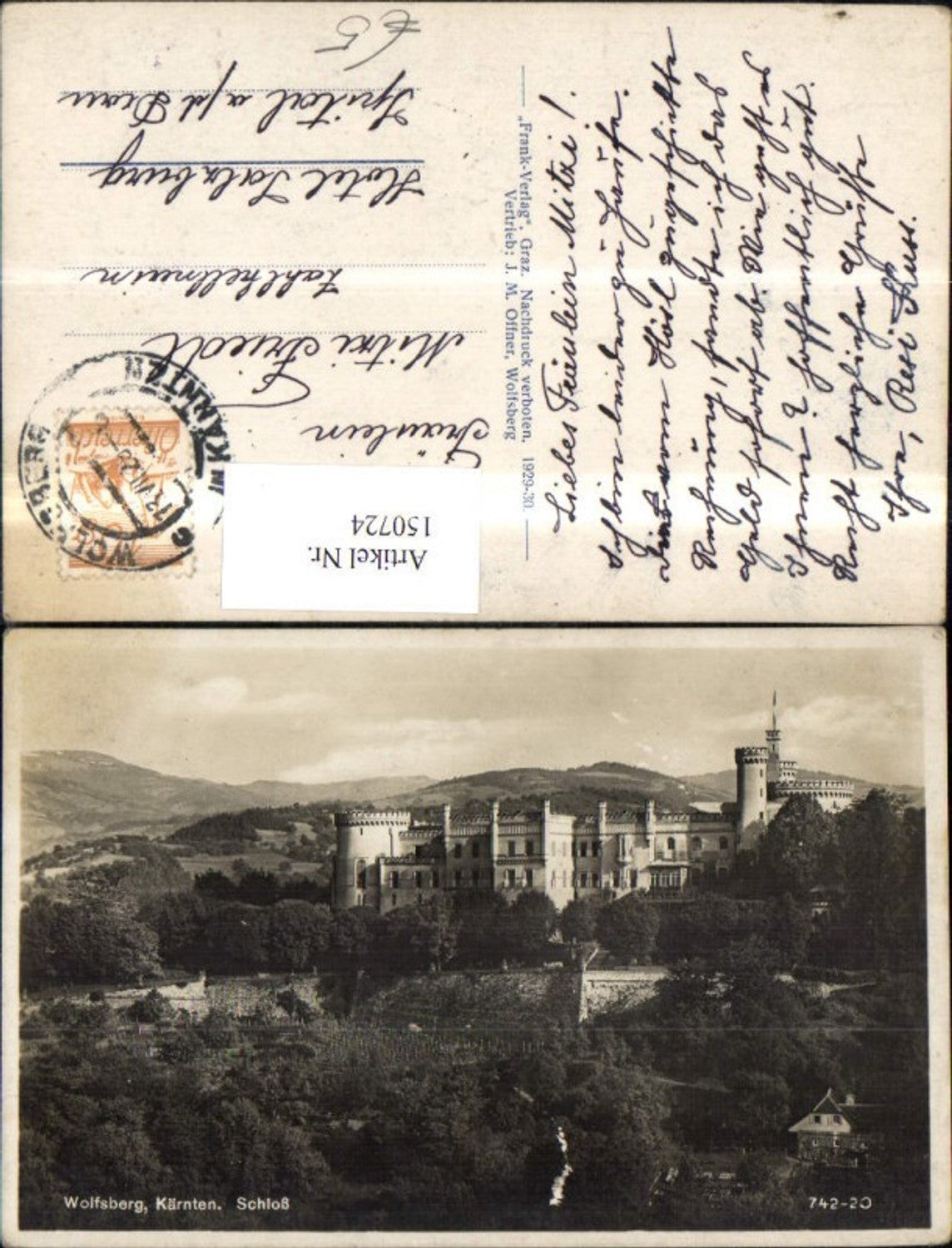 150724,Wolfsberg Ansicht Schloß 1929