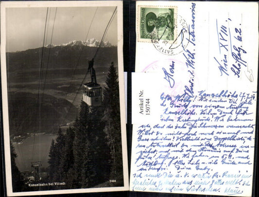 150744,Villach Kanzelbahn Ansicht Seilbahn Gondel 1954