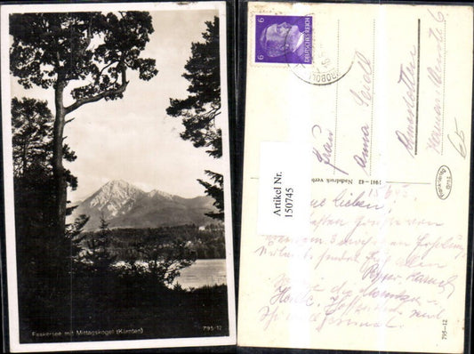 150745,Faakersee m. Mittagskogel Ansicht m. Wald 1943