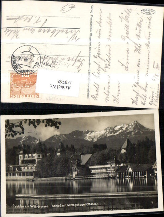 150762,Velden a. Wörthersee Schloß m. Mittagskogel Ansicht 1930