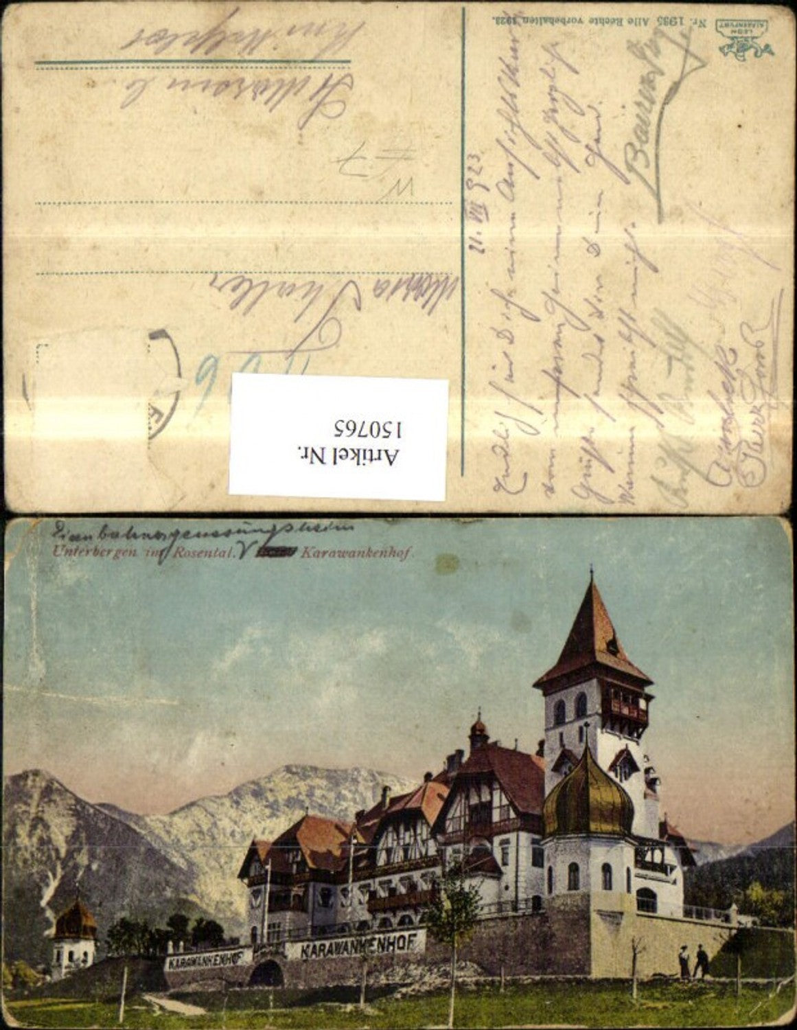 150765,Unterbergen i. Rosental Ferlach Ansicht Karawankenhof 1923