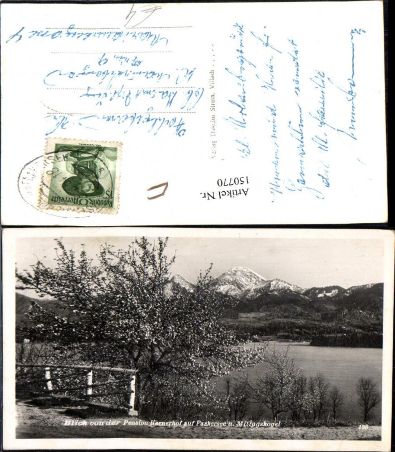 150770,Faakersee u. Mittagskogel Blick v. d. Pension Karnerhof 1954