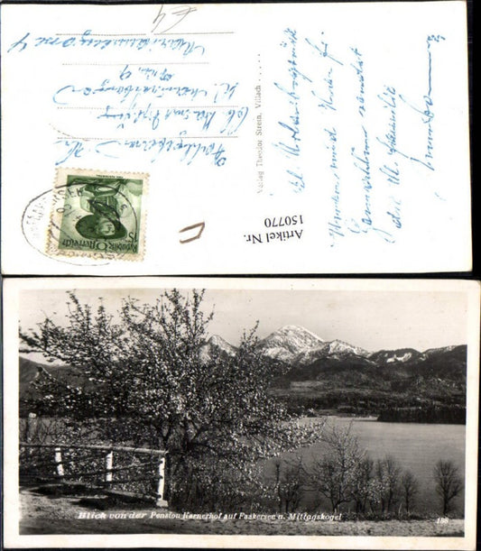 150770,Faakersee u. Mittagskogel Blick v. d. Pension Karnerhof 1954