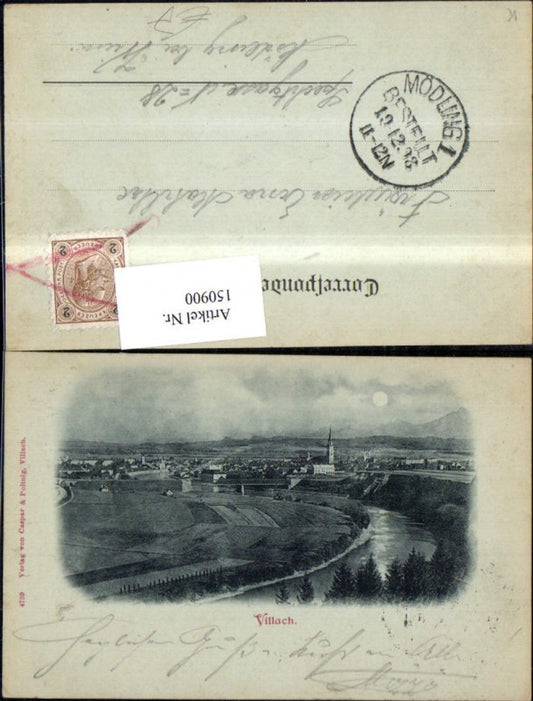 150900,Villach b. Nacht Ansicht 1908