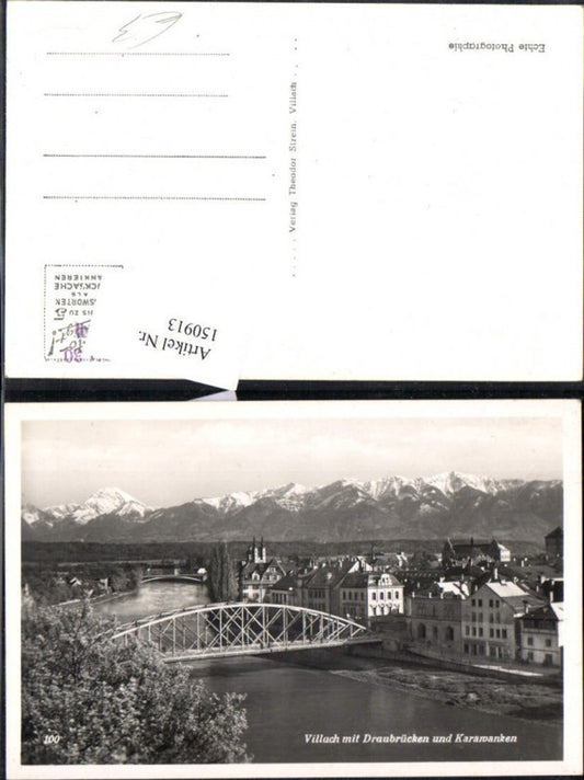 150913,Villach m. Draubrücke u. Karawanken Ansicht