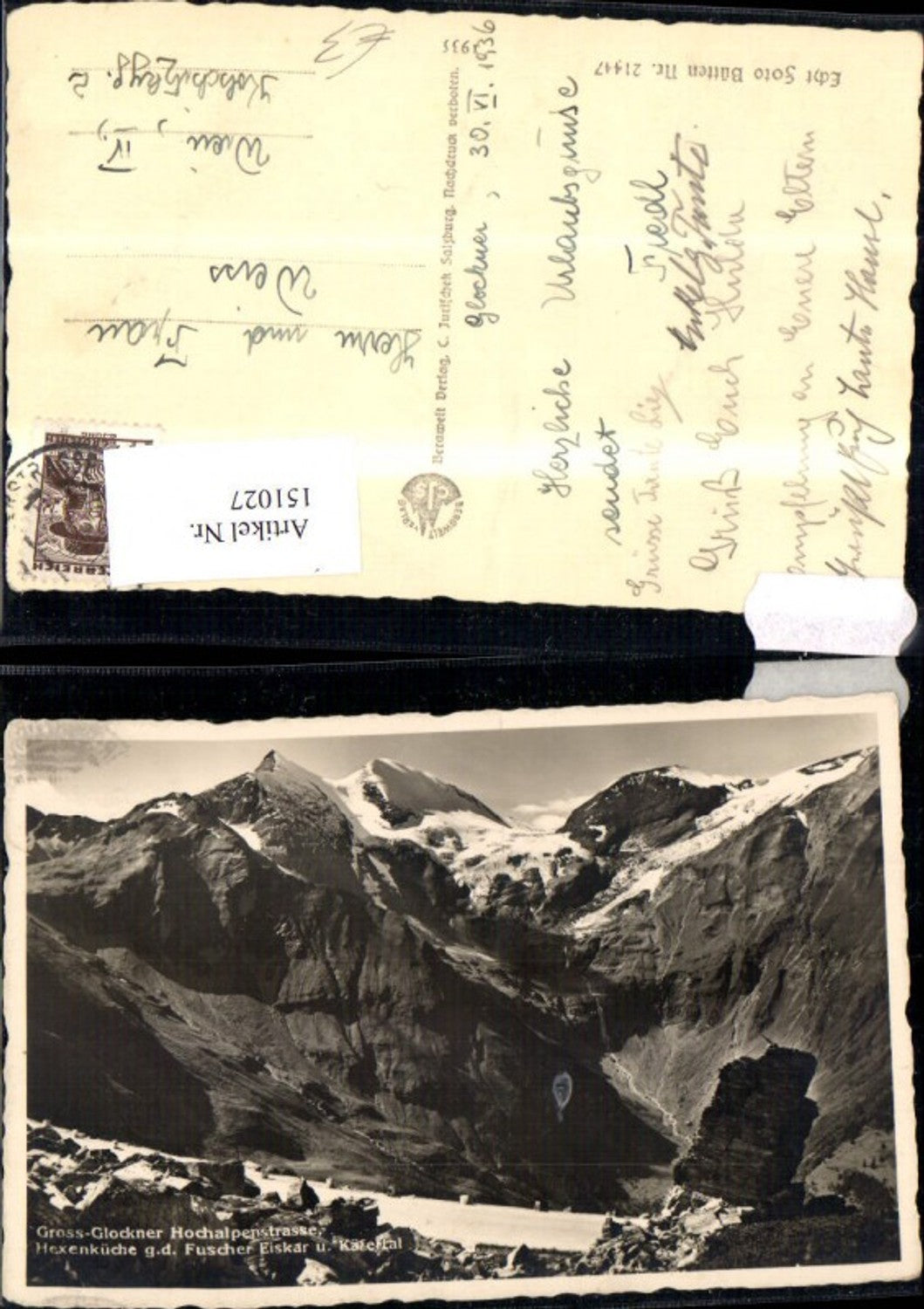 151027,Großglockner Hochalpenstrasse Hexenküche g. d. Fuscher Eiskar u. Käfertal Bergansicht Heiligenblut 1936