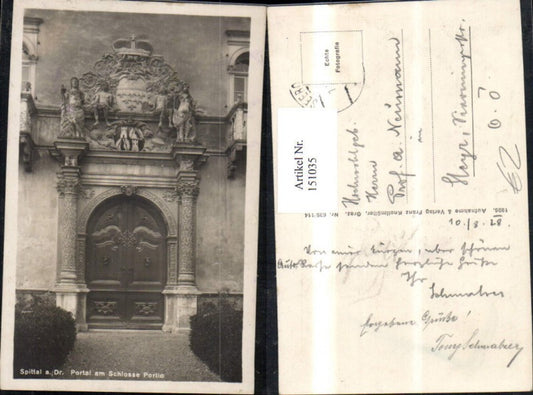 151035,Spittal a. d. Drau Ansicht Portal Schloss Portia 1928